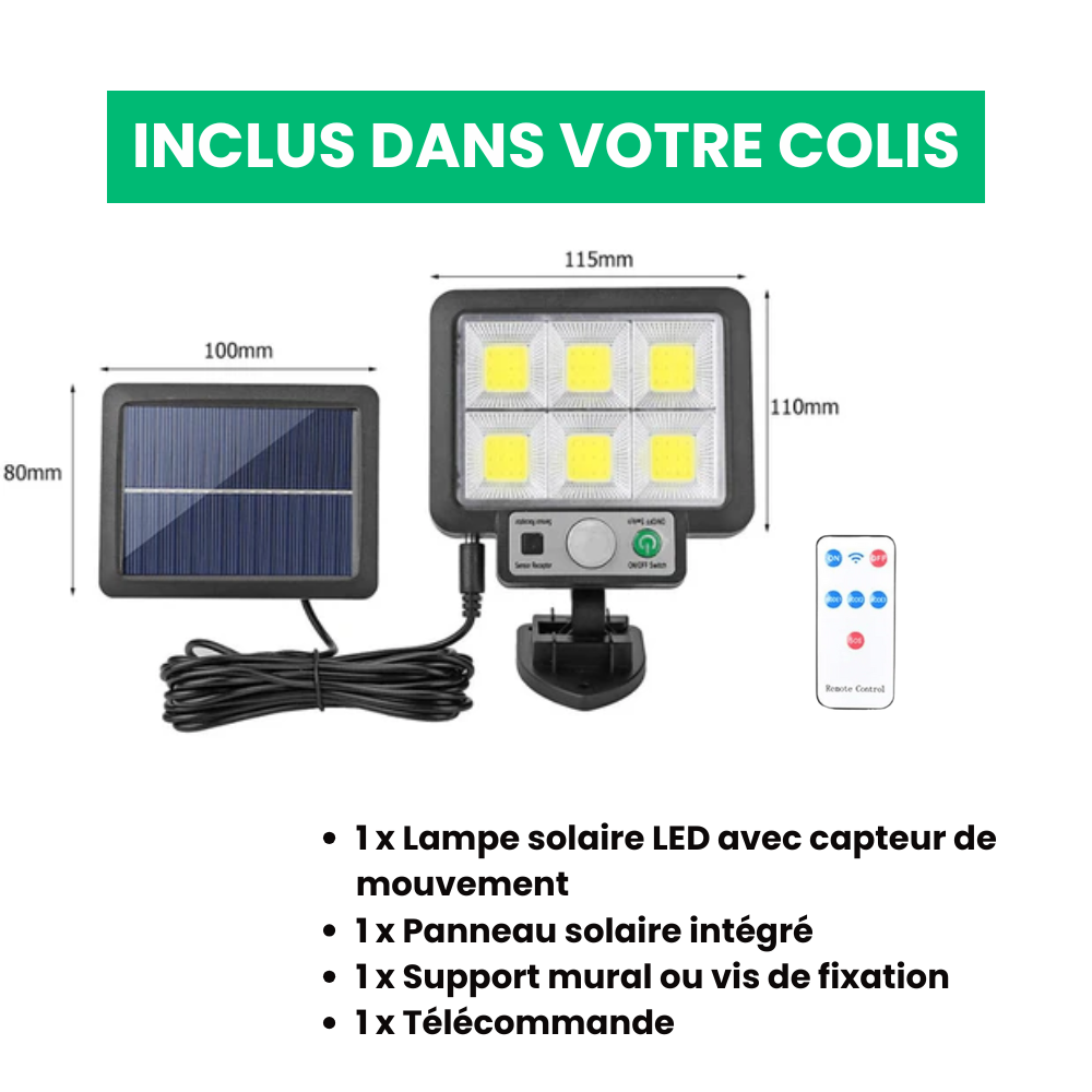 Lampe Solaire Puissante avec Détecteur de Mouvement
