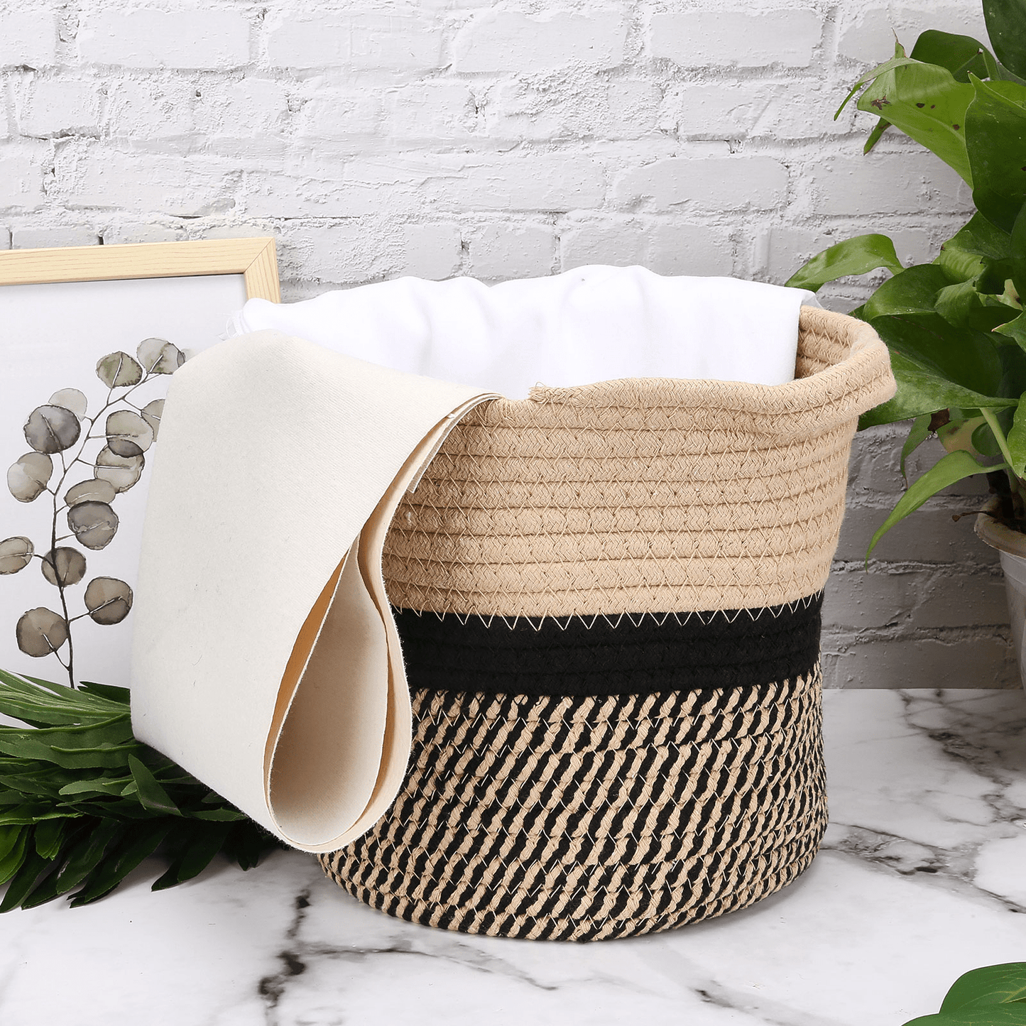 Panier Cache Pot en Jute et Coton