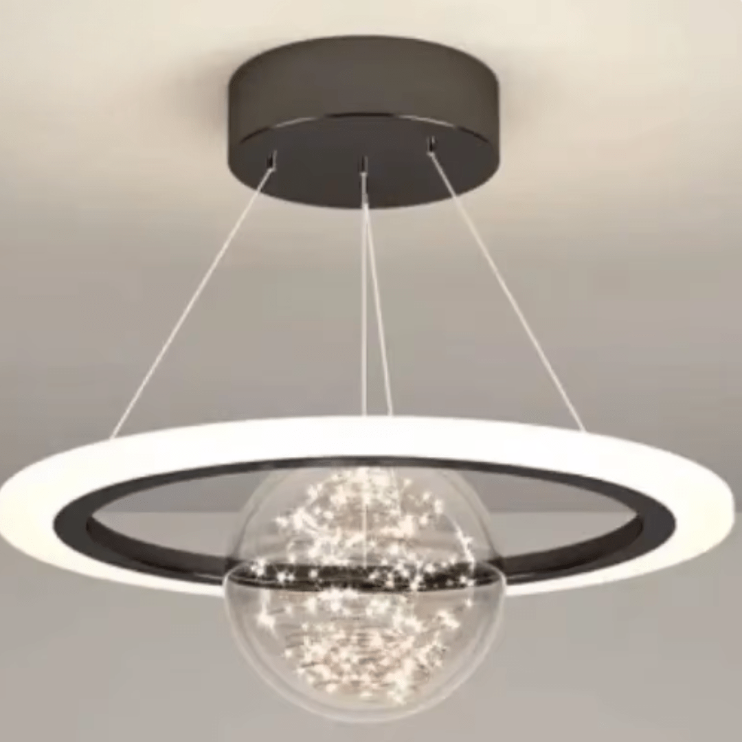 Plafonnier Boule Noir Annulaire Stylisé