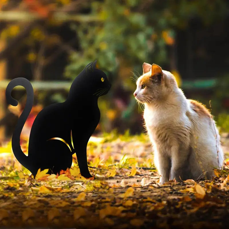Décoration Jardin Chat Noir Mystérieux (Lot de 2 + 1 Offerte)