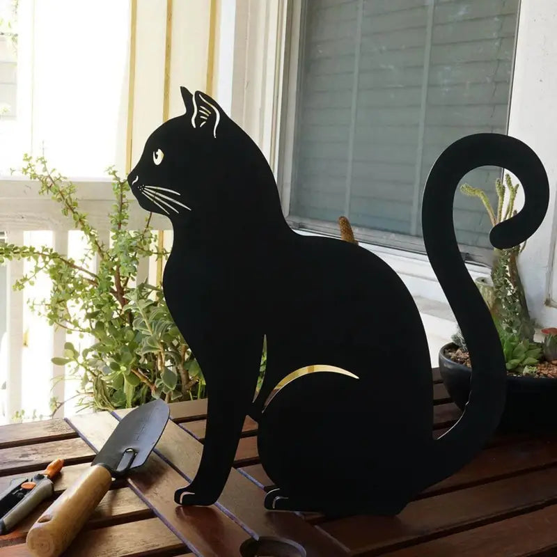 Décoration Jardin Chat Noir Mystérieux (Lot de 2 + 1 Offerte)