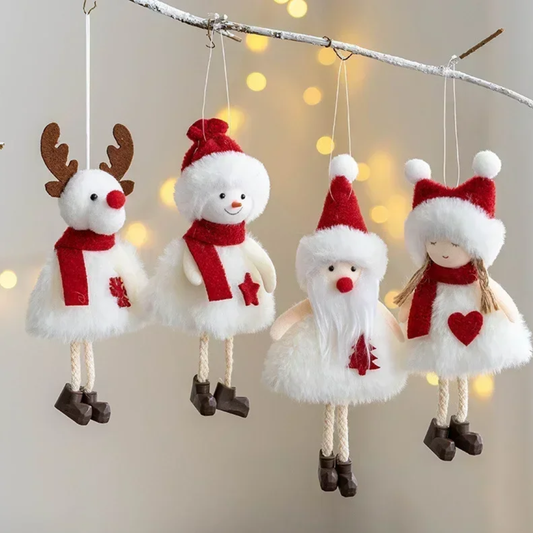 Poupées de Noël Suspendues en Peluche Douce (pack de 4 pièces)