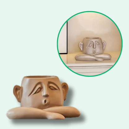 Pot de Fleurs Visages Artistiques Élégants