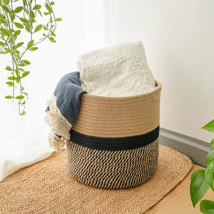 Panier Cache Pot en Jute et Coton
