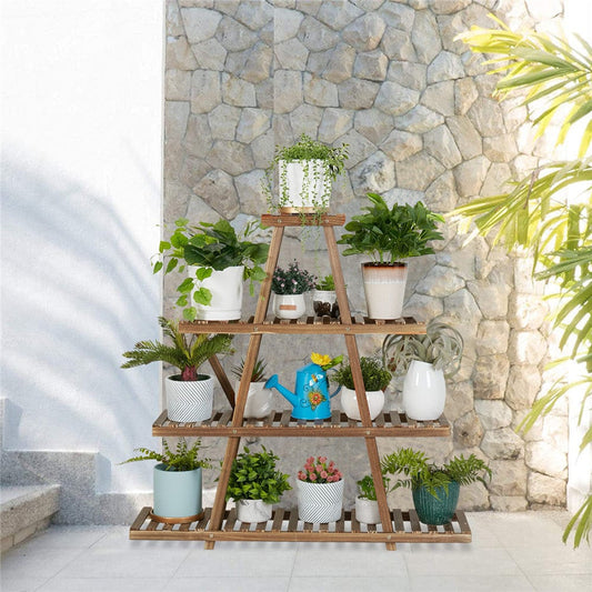 Étagère à Plante Verte en Bois Pyramidale