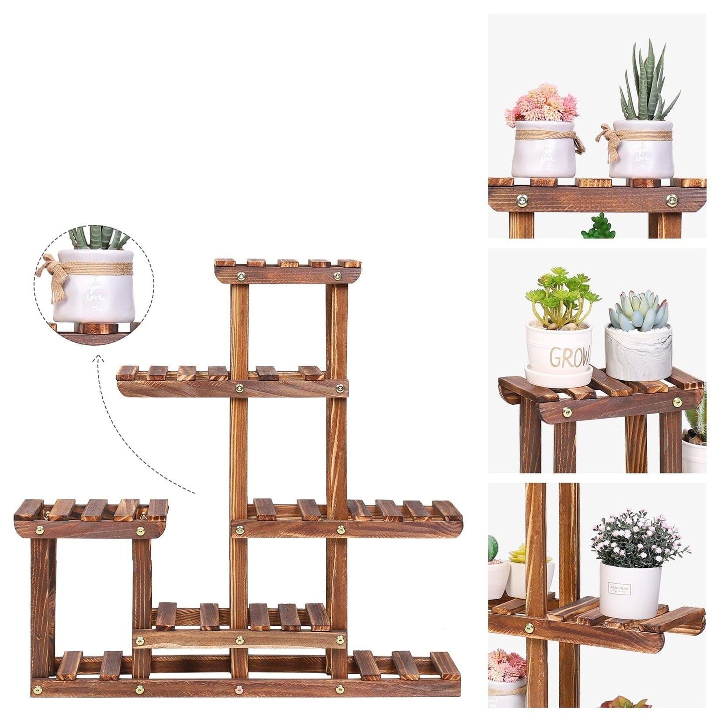 Porte Plante Ancien en Bois "Bulegoa"