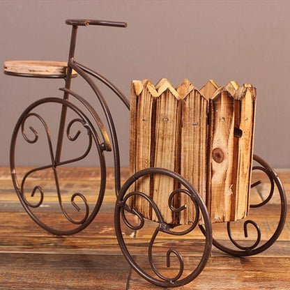 Vélo Porte Plante en Bois Vintage