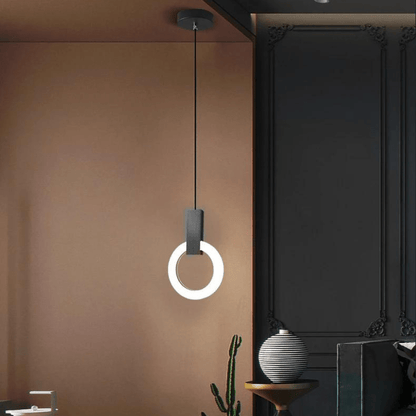 Lampe LED Suspendue Circulaire en Frêne Nordique