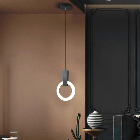 Lampe LED Suspendue Circulaire en Frêne Nordique