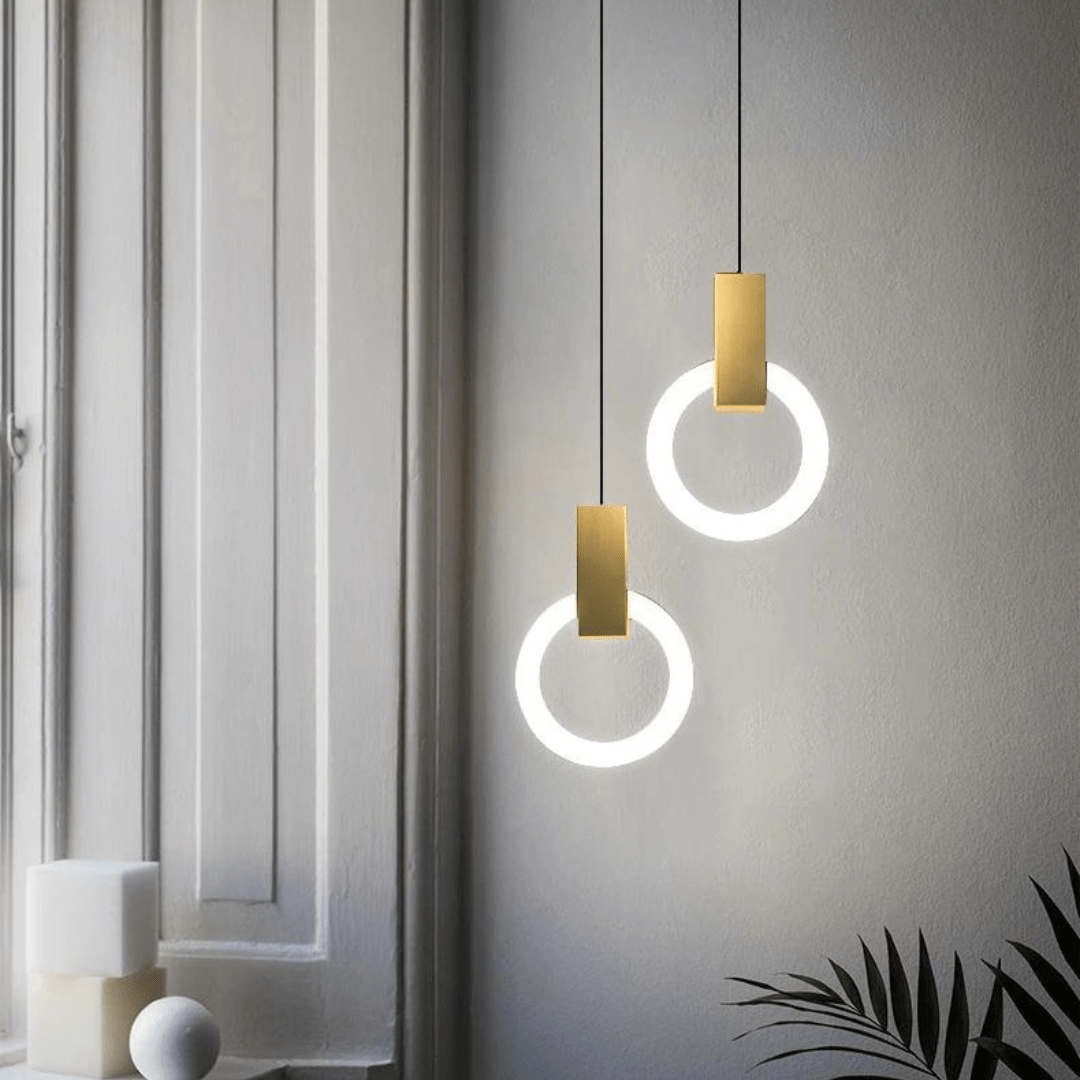 Lampe LED Suspendue Circulaire en Frêne Nordique