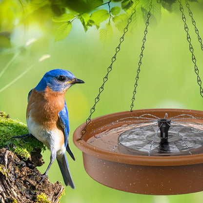 Mangeoire à Oiseaux Suspendue avec Fontaine Solaire pour Jardin