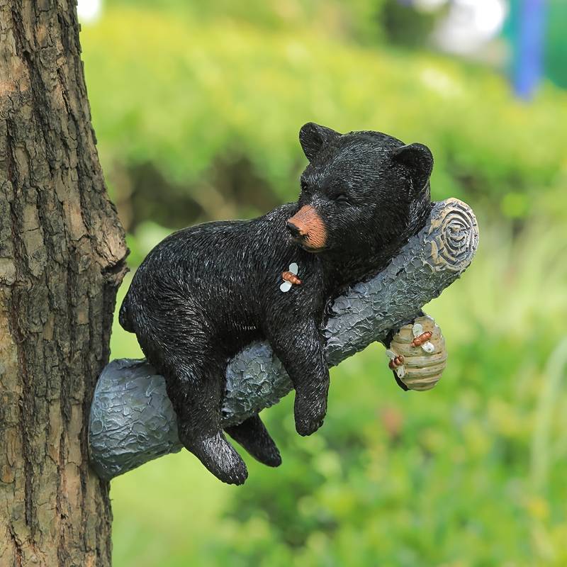 Sculpture Artisanale d'Ours Noir Réaliste