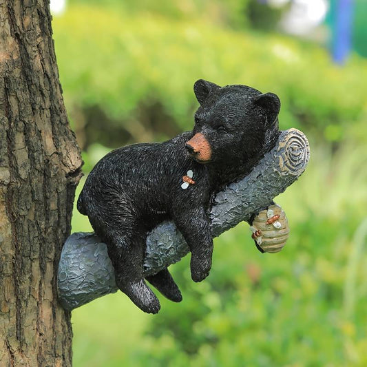 Sculpture Artisanale d'Ours Noir Réaliste