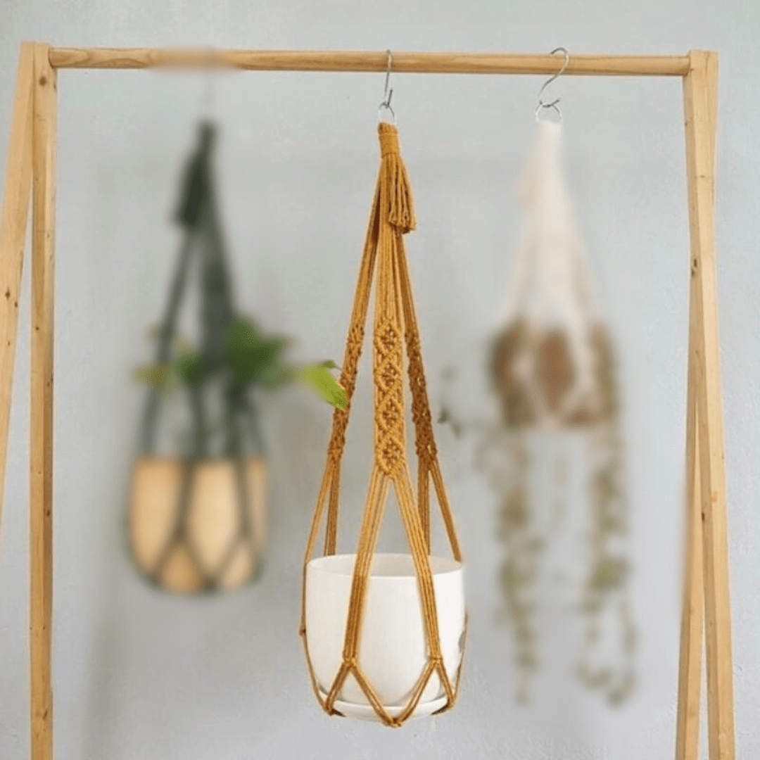 Support Suspendu Élégant pour Plantes en Macramé