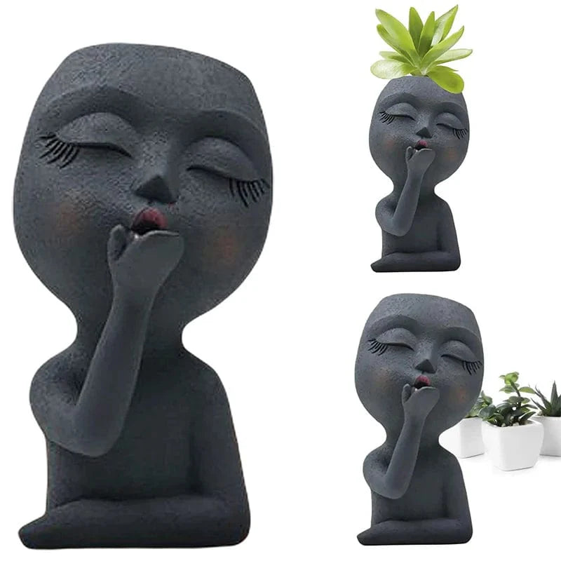 Pot de Fleur Visage Contemplatif