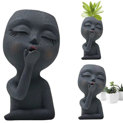 Pot de Fleur Visage Contemplatif