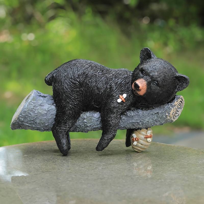 Sculpture Artisanale d'Ours Noir Réaliste