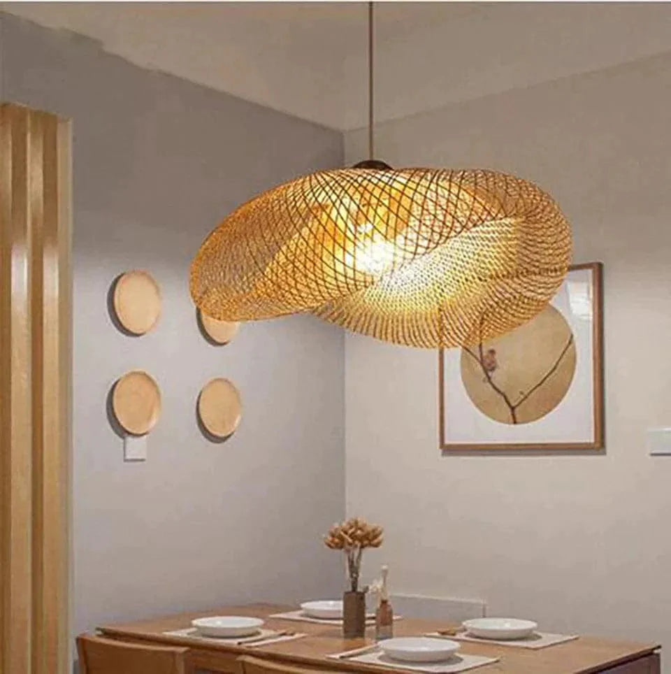 Suspension Luminaire Design en Rotin Charmant
