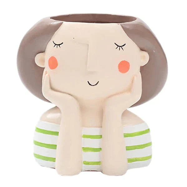 Pot de fleur Visage Décoratif Petite Princesse Élégante