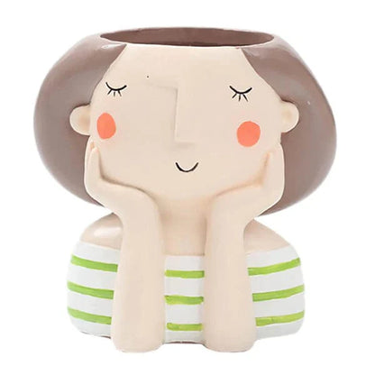 Pot de fleur Visage Décoratif Petite Princesse Élégante