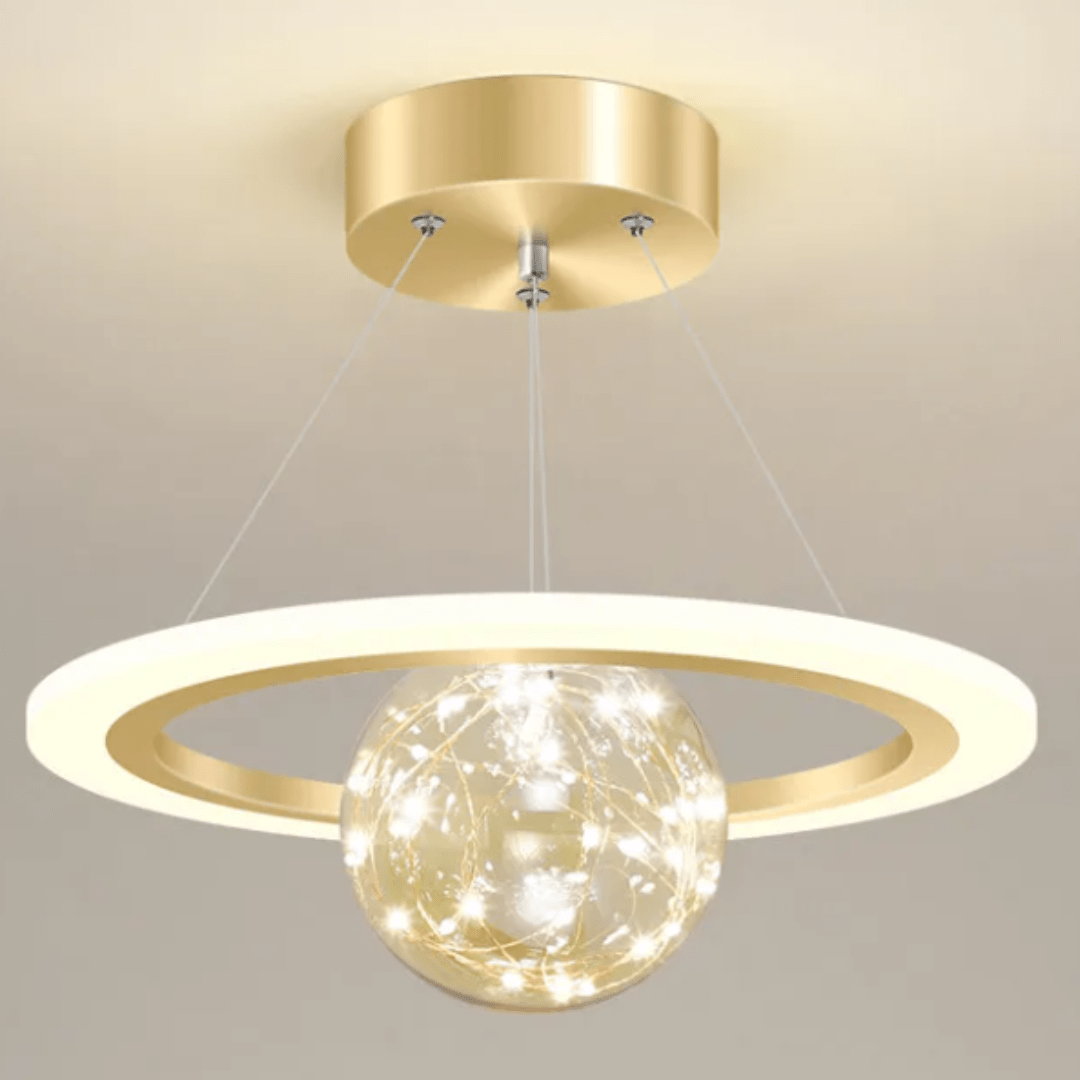 Plafonnier Boule Éclatante Doré Annulaire