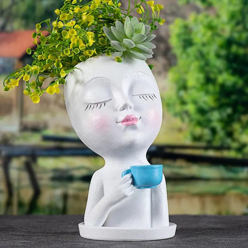 Dame Café Moderne : Pot de Fleurs Artistique