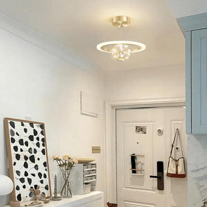 Plafonnier Boule Éclatante Doré Annulaire