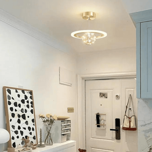 Plafonnier Boule Éclatante Doré Annulaire