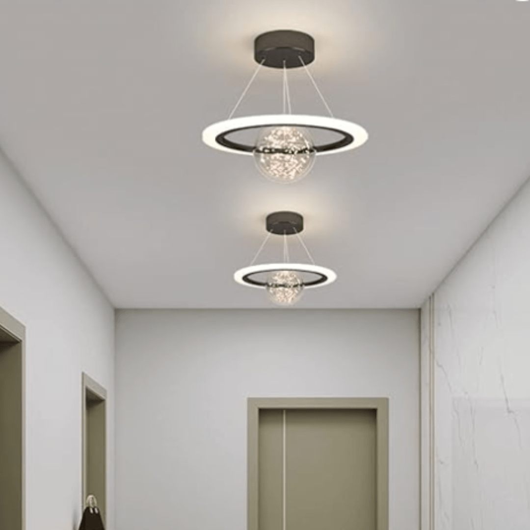 Plafonnier Boule Noir Annulaire Stylisé