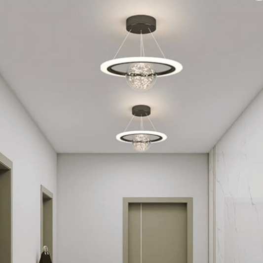 Plafonnier Boule Noir Annulaire Stylisé