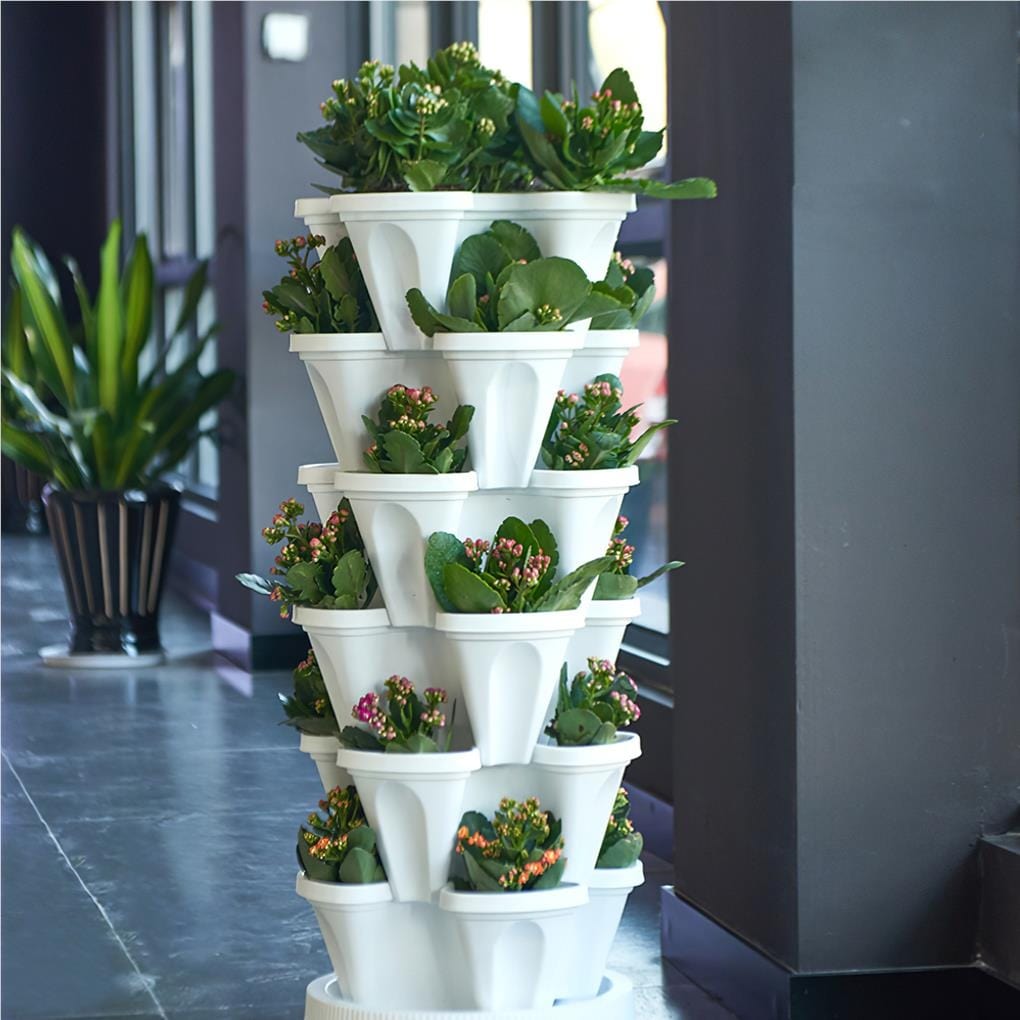 Pot en tour de fleur empilable (lot de 2 +1 Offert)