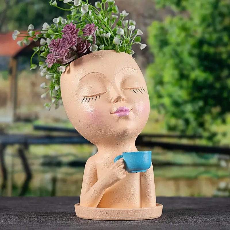 Dame Café Moderne : Pot de Fleurs Artistique