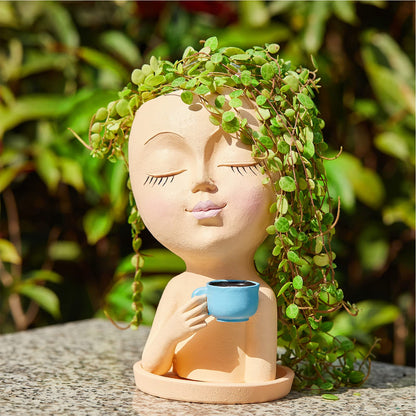 Dame Café Moderne : Pot de Fleurs Artistique