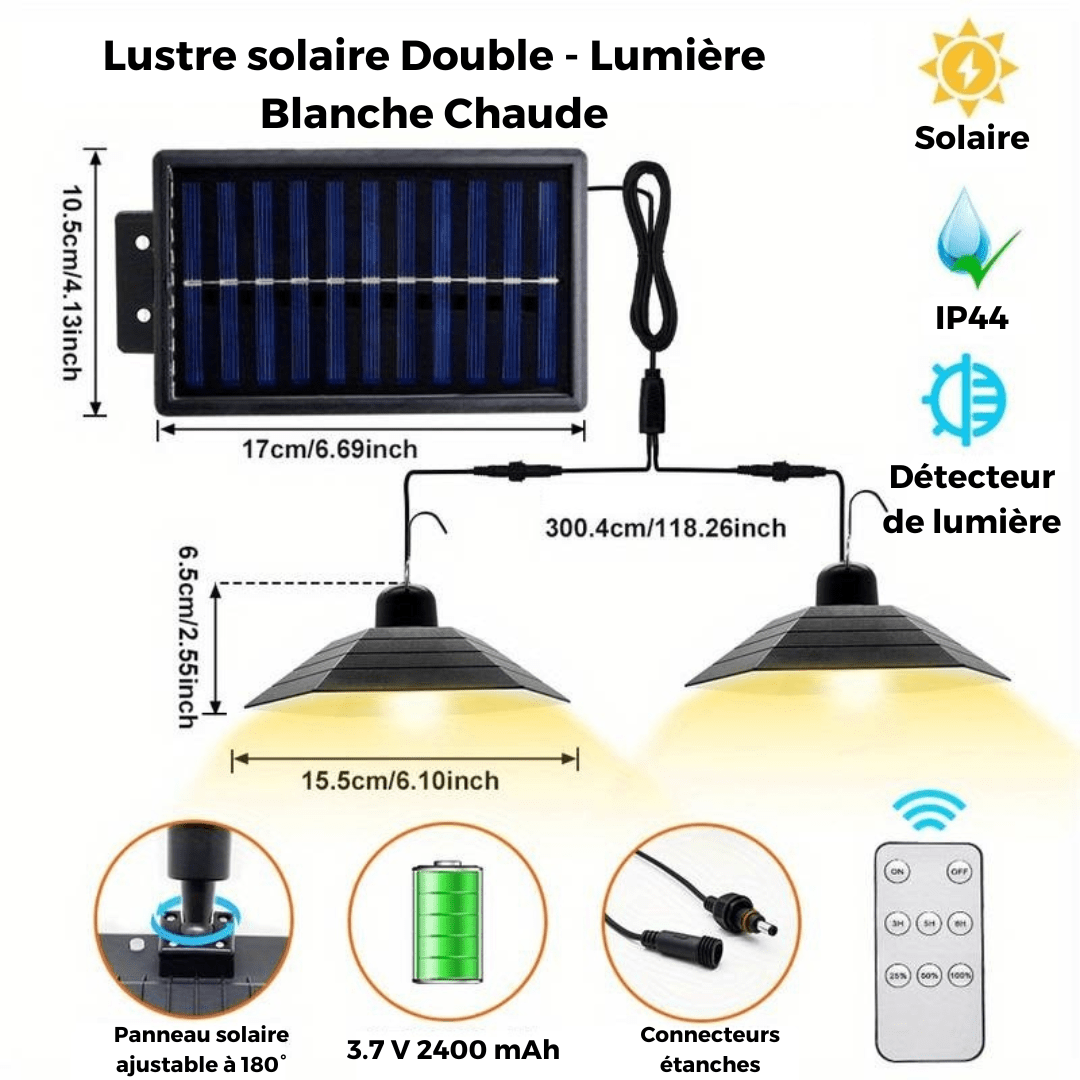 Lustre Solaire Extérieur Étincelant avec Contrôle à Distance