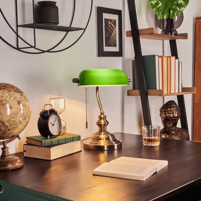 Lampe de Bureau Vintage Vert Banquier