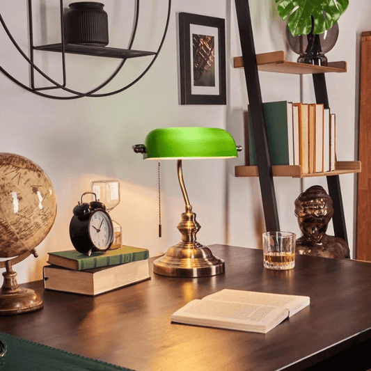 Lampe de Bureau Vintage Vert Banquier