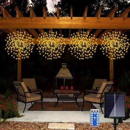Lumières Solaires Extérieures Suspendues Feux d'Artifice (Lot de 3 + 1 Offerte)