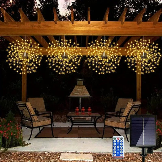Lumières Solaires Extérieures Suspendues Feux d'Artifice (Lot de 3 + 1 Offerte)
