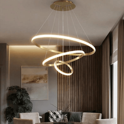 Lustre Design Doré Contemporain pour Salon