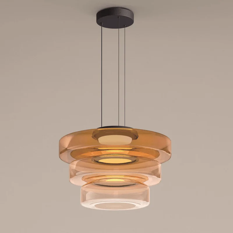 Lustre en Verre Superposé Minimaliste Élégant