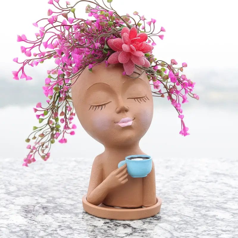 Dame Café Moderne : Pot de Fleurs Artistique