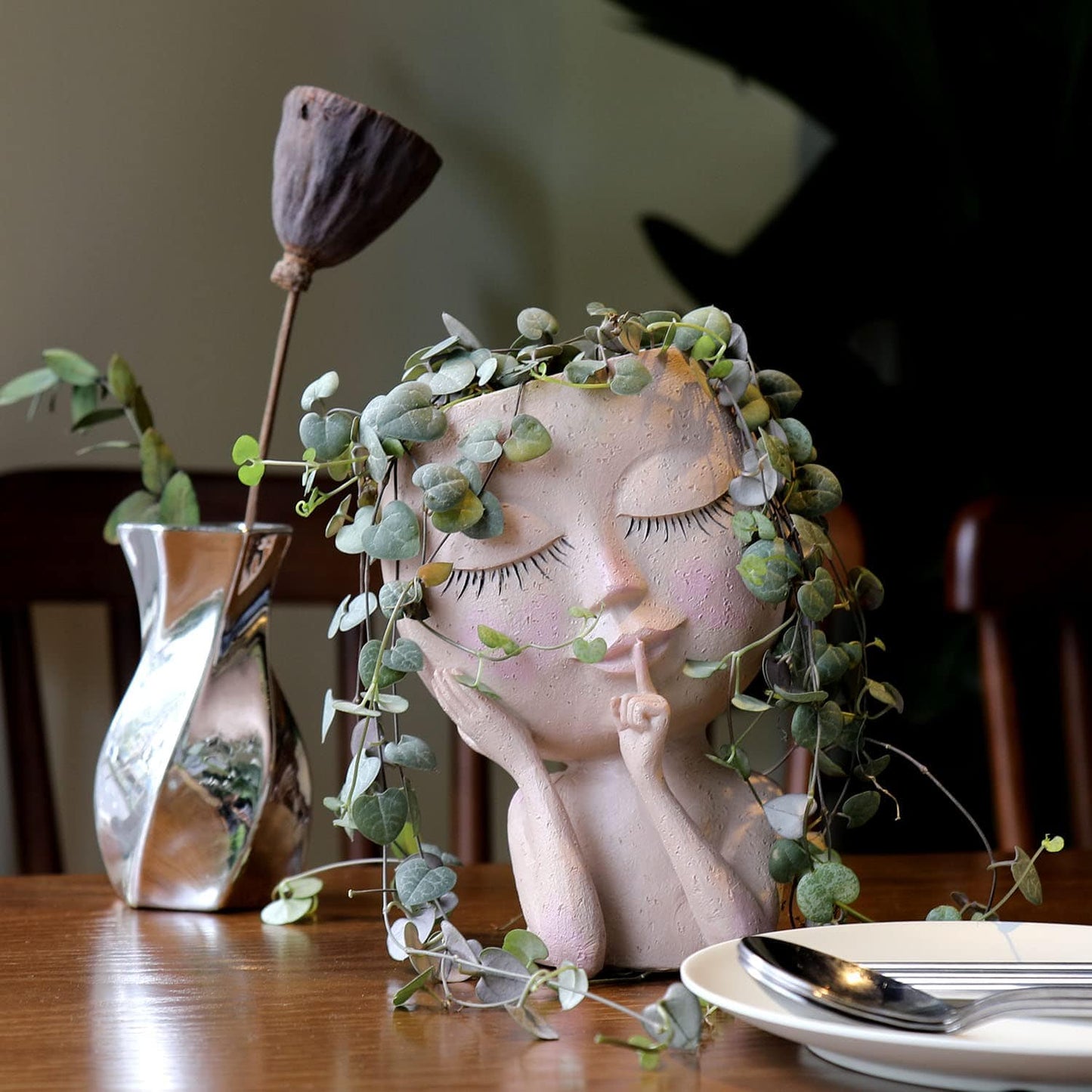 Pot de Fleurs Visage Artistique