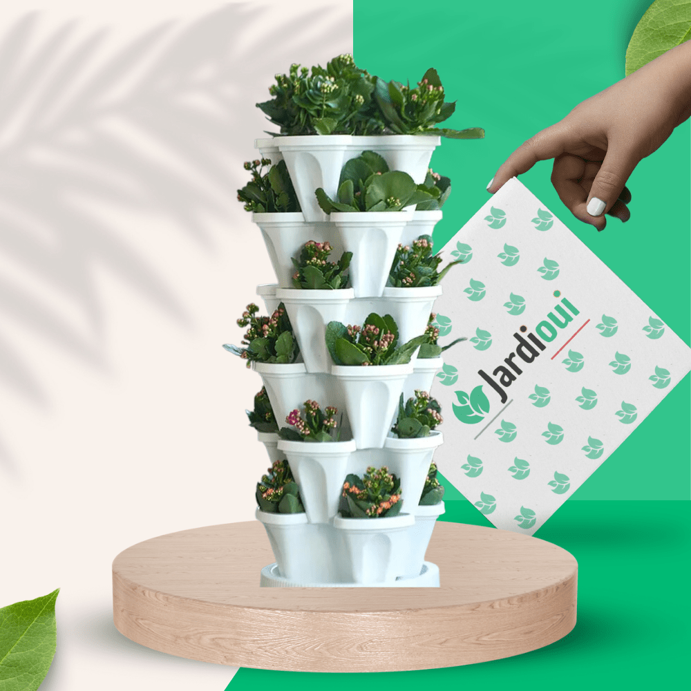 Pot en tour de fleur empilable (lot de 2 +1 Offert)