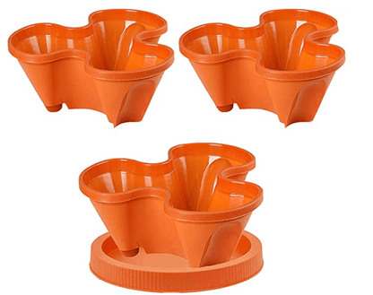 Pot en tour de fleur empilable (lot de 2 +1 Offert)