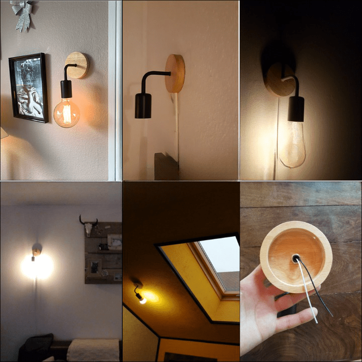 Support de Lampe Mural Rétro-Industriel