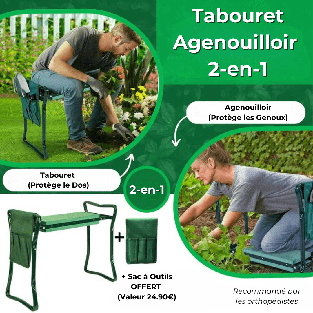 Tabouret Agenouilloir Pliable Multifonction (+Sac à Outils Offert)